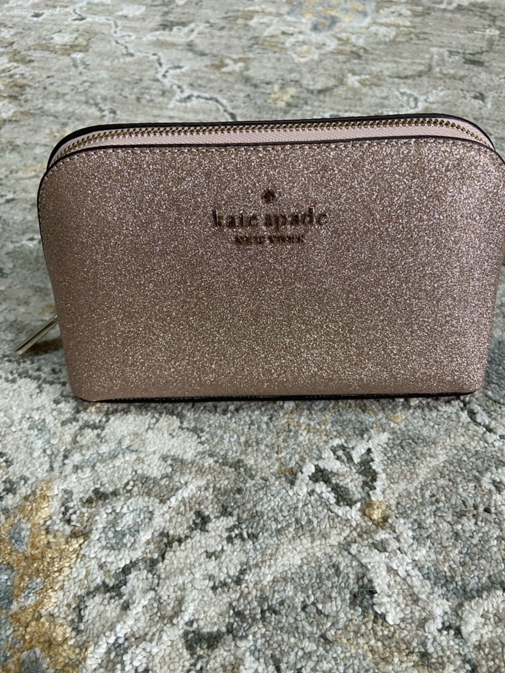 kate spade Metallic Glitter Cosmetic Pouch - Rose
